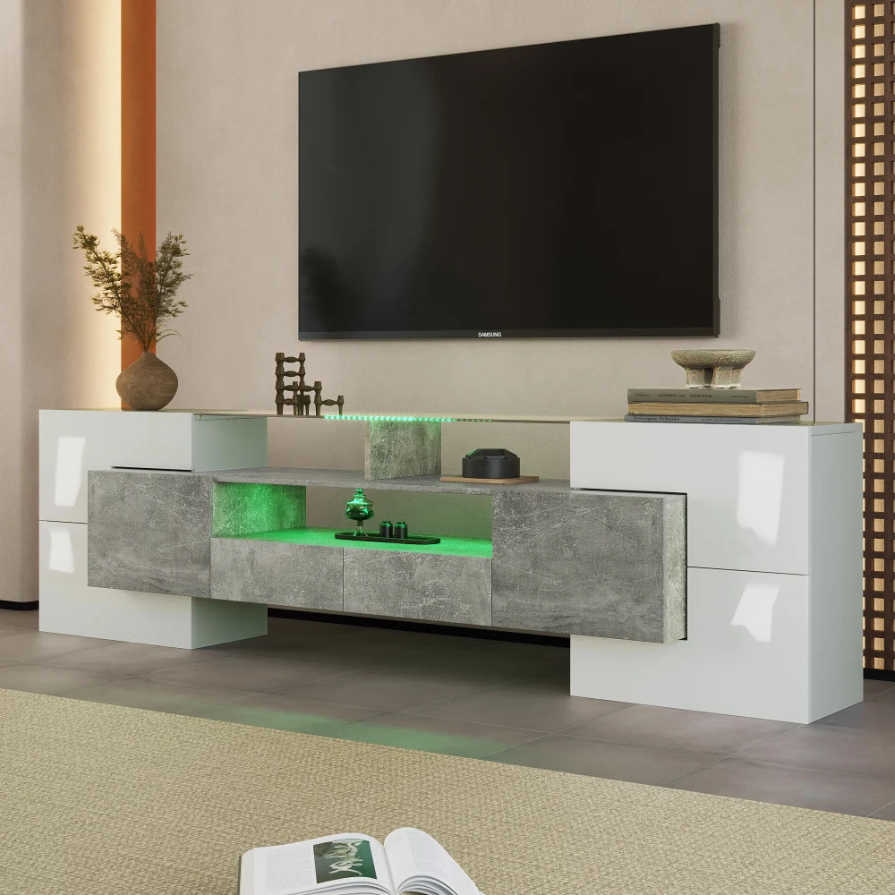 Meuble TV Aura - Collection Moderne Bois & LED