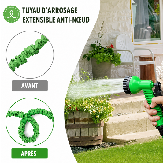 Tuyau d'Arrosage Extensible Anti Nœud - Léger, Flexible 1 Ultra Résistant